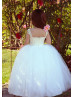 Beaded Ivory Lace Tulle Corset Back Flower Girl Dress